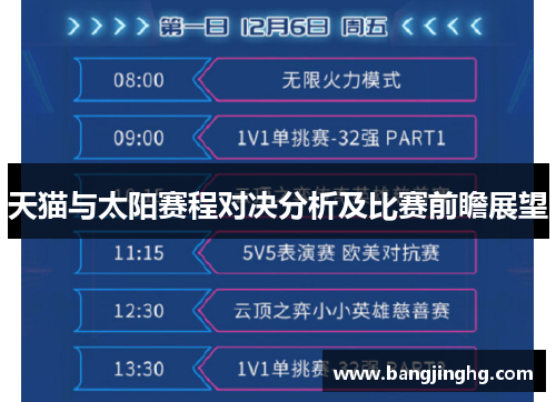 天猫与太阳赛程对决分析及比赛前瞻展望